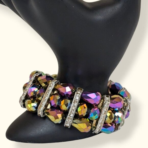 Vintage AB Crystal Stretch Bracelet - Picture 2 of 5